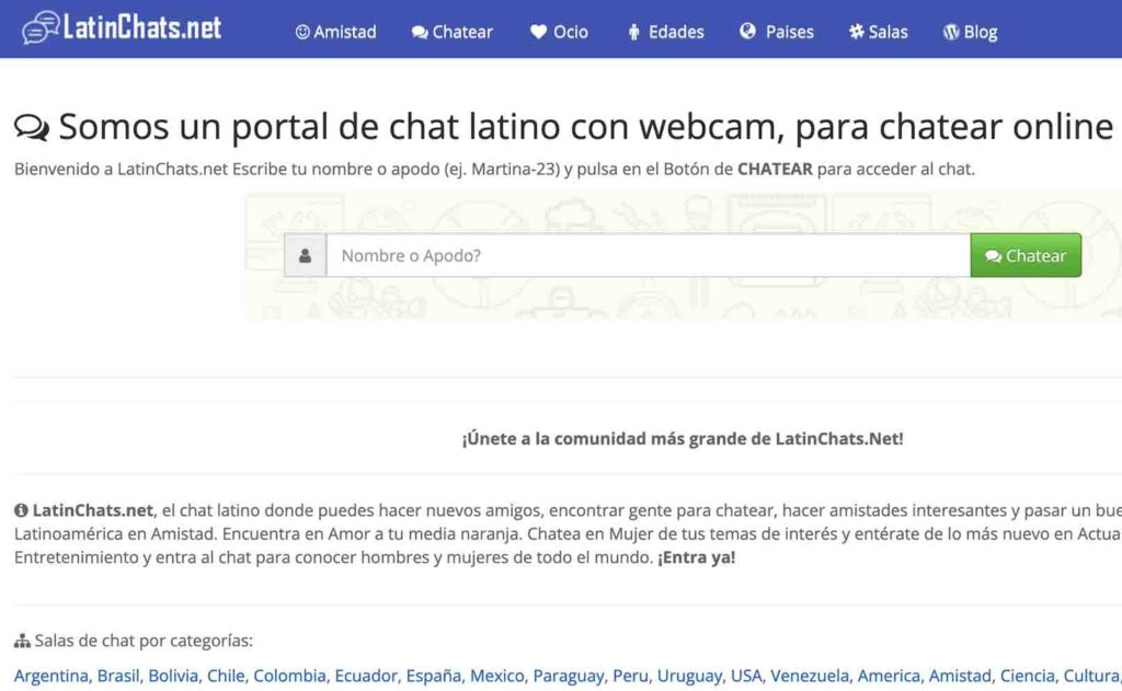latinchats.net aplicacion conocer gente latina